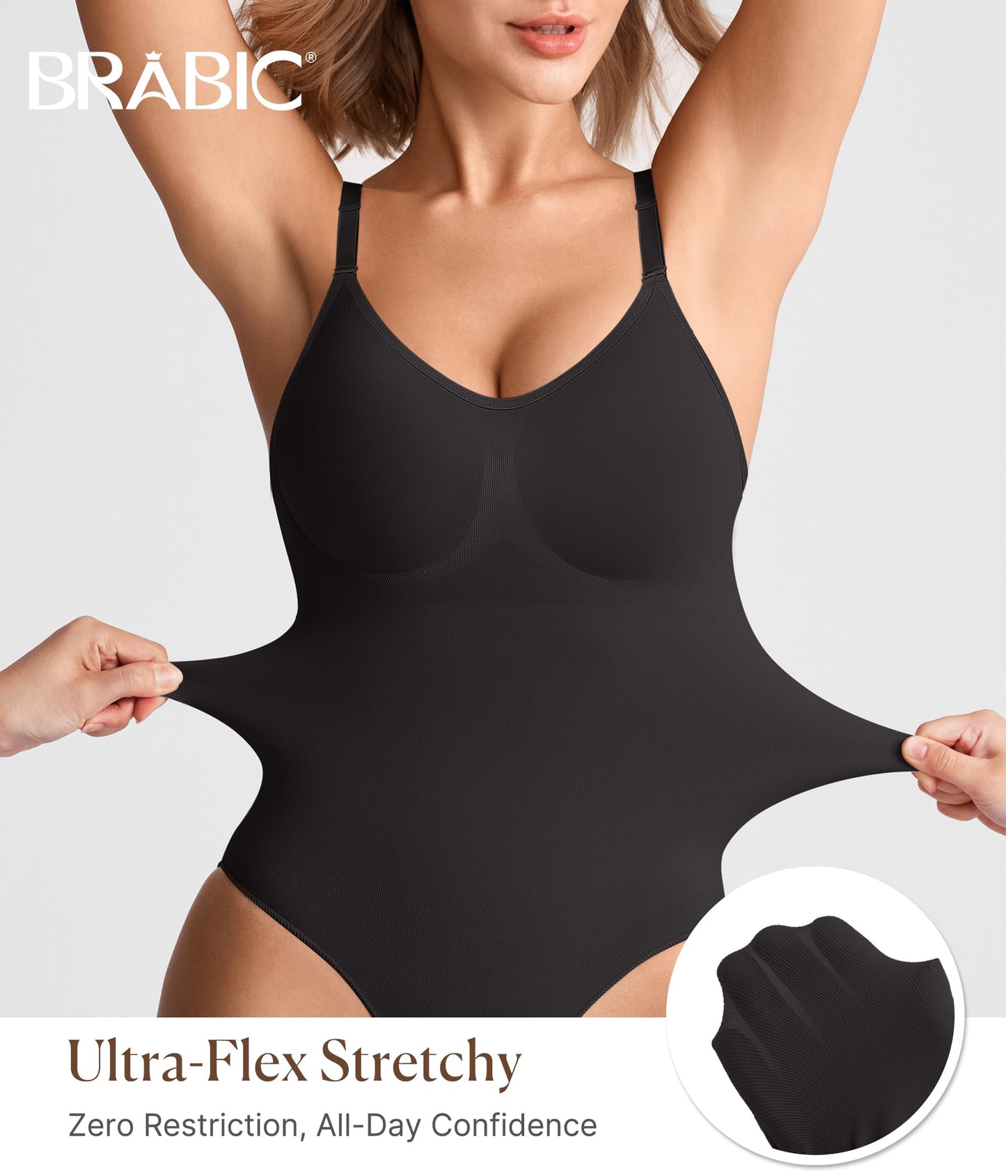 BRABIC Tummy Control Shapewear for Women Seamless Shapewear Bodysuit Body Shaper Waist Trainer Snatched Body Suit