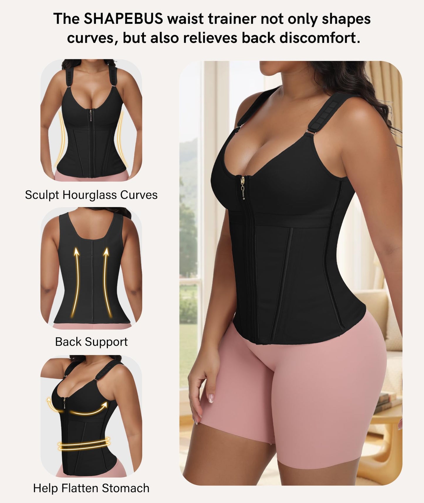 Waist Trainer For Women Corset Shapewear With Zipper Faja Body Shaper Tummy Control Girdle