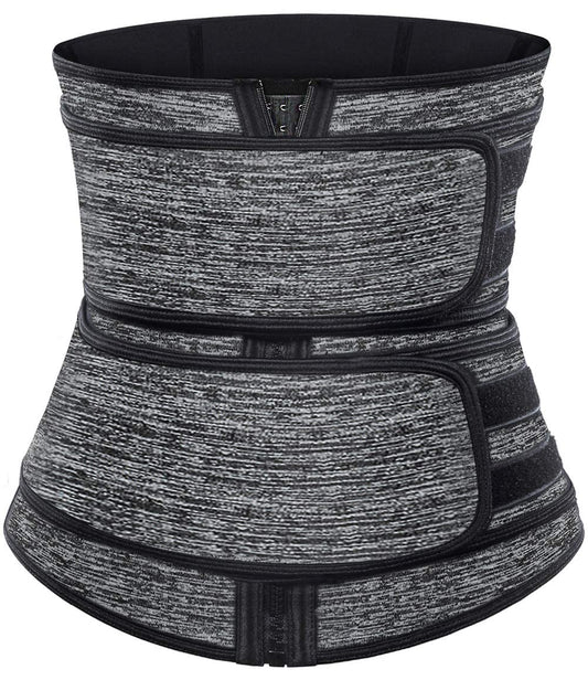 HOPLYNN Sweat Waist Trainer for Women Two Belts, Neoprene Workout Corset Waist Trainer Cincher Trimmer Shaper Zipper