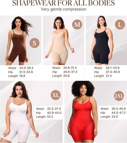 BRABIC Waist Trainer Bodysuit for Women Tummy Control Shapewear Round Neck Seamless Butt Lifter Full Body Shaper