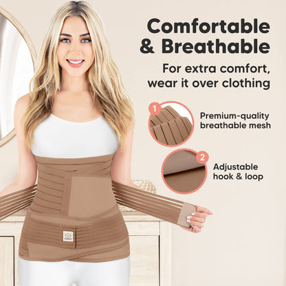 3 in 1 Postpartum Belly Support Recovery Wrap – Postpartum Belly Band, After Birth Brace, Slimming Girdles, Body Shaper Waist Shapewear, Post Surgery Pregnancy Belly Support Band (Midnight Black, M/L)