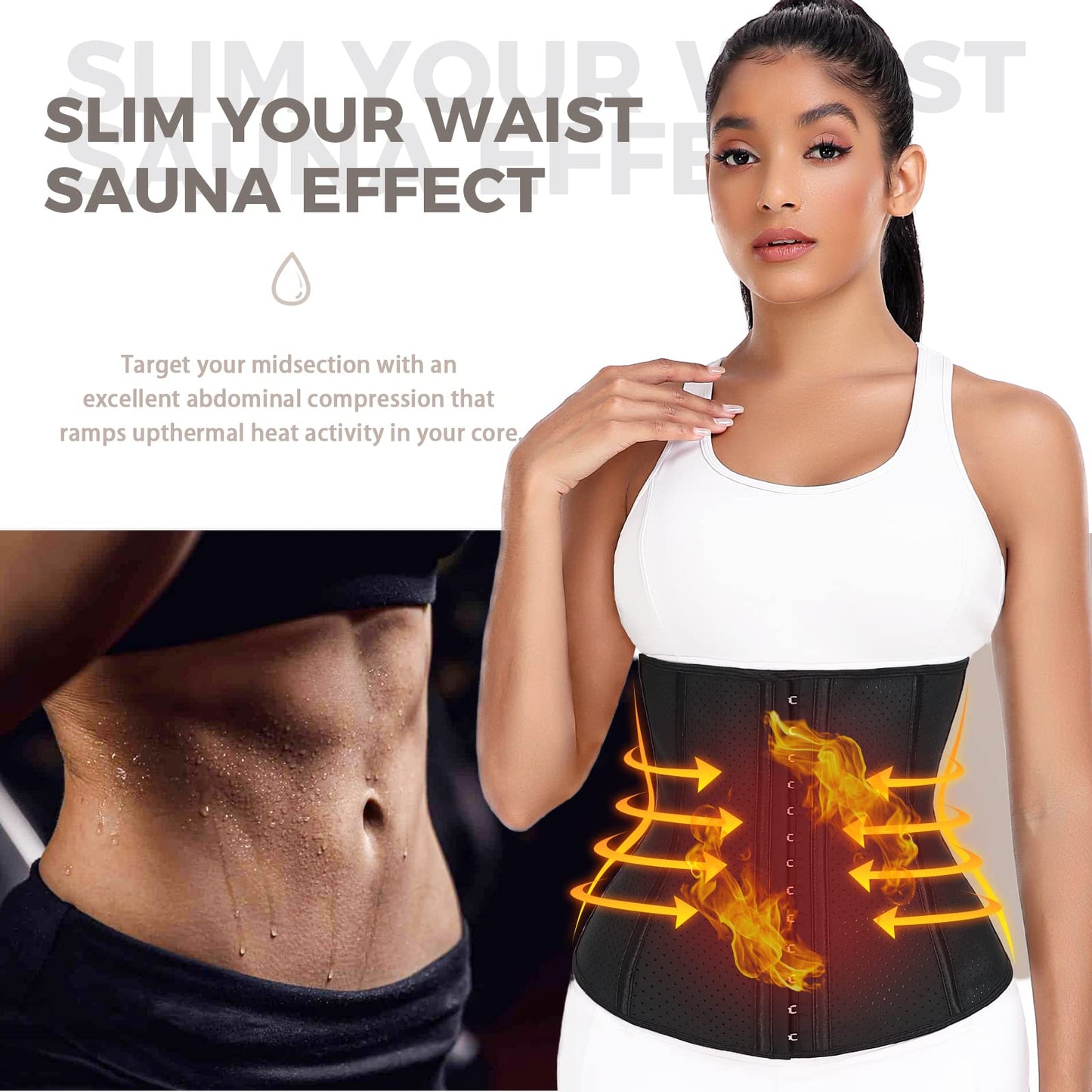 YADIFEN Corset Waist Trainer for Women, Latex Waist Cincher Workout Body Shaper Breathable Girdle Sport Belt