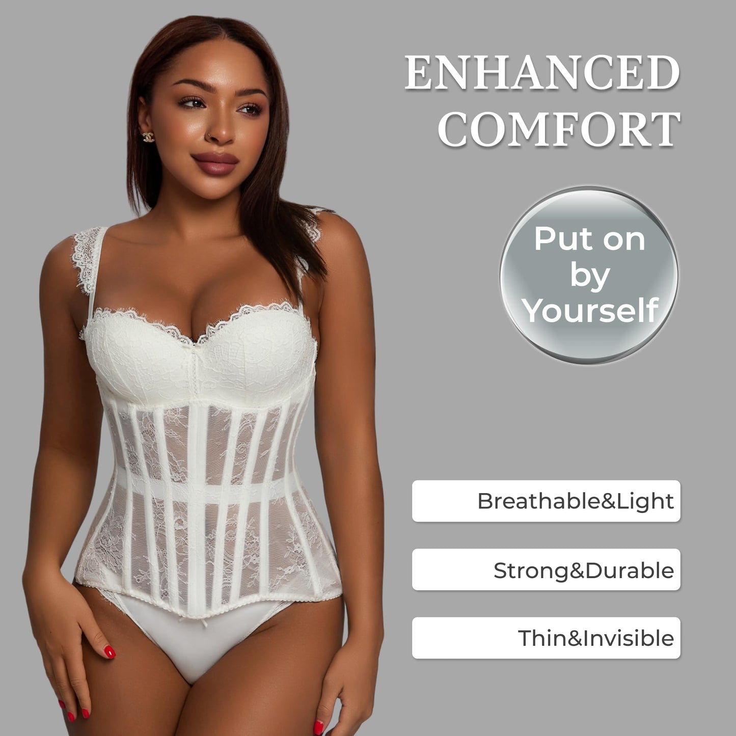 Mesh Corset Waist Trainer for Women - Underbust Corset Lace Up - Waist Cincher Shapewear - Body Shaper