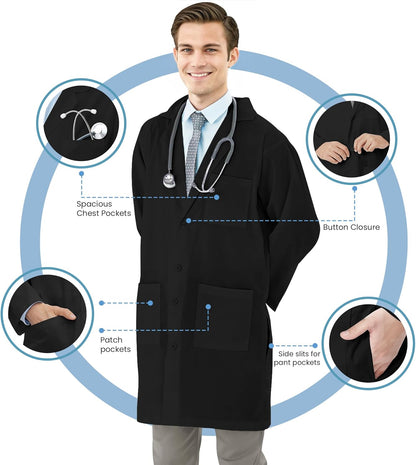 NY Threads Professional Lab Coat for Men Long Sleeve Medical Coat