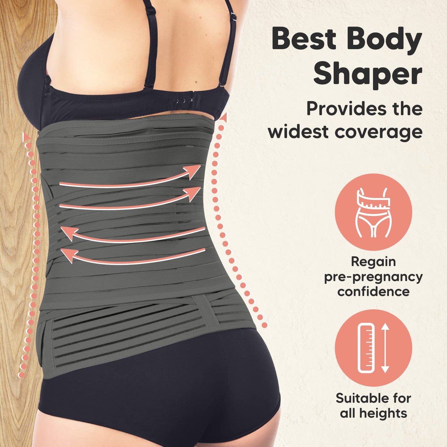 3 in 1 Postpartum Belly Support Recovery Wrap – Postpartum Belly Band, After Birth Brace, Slimming Girdles, Body Shaper Waist Shapewear, Post Surgery Pregnancy Belly Support Band (Midnight Black, M/L)
