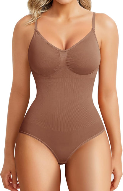 BRABIC Womens' Seamless Sleeveless V-Neck Bodysuit Shapewear Tummy Control
