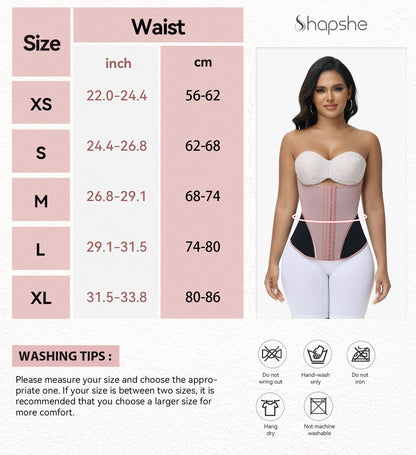 SHAPSHE Waist Trainer Corset for Women Tummy Control Waist Cincher Shapewear Workout Body Shaper Postpartum with Hooks