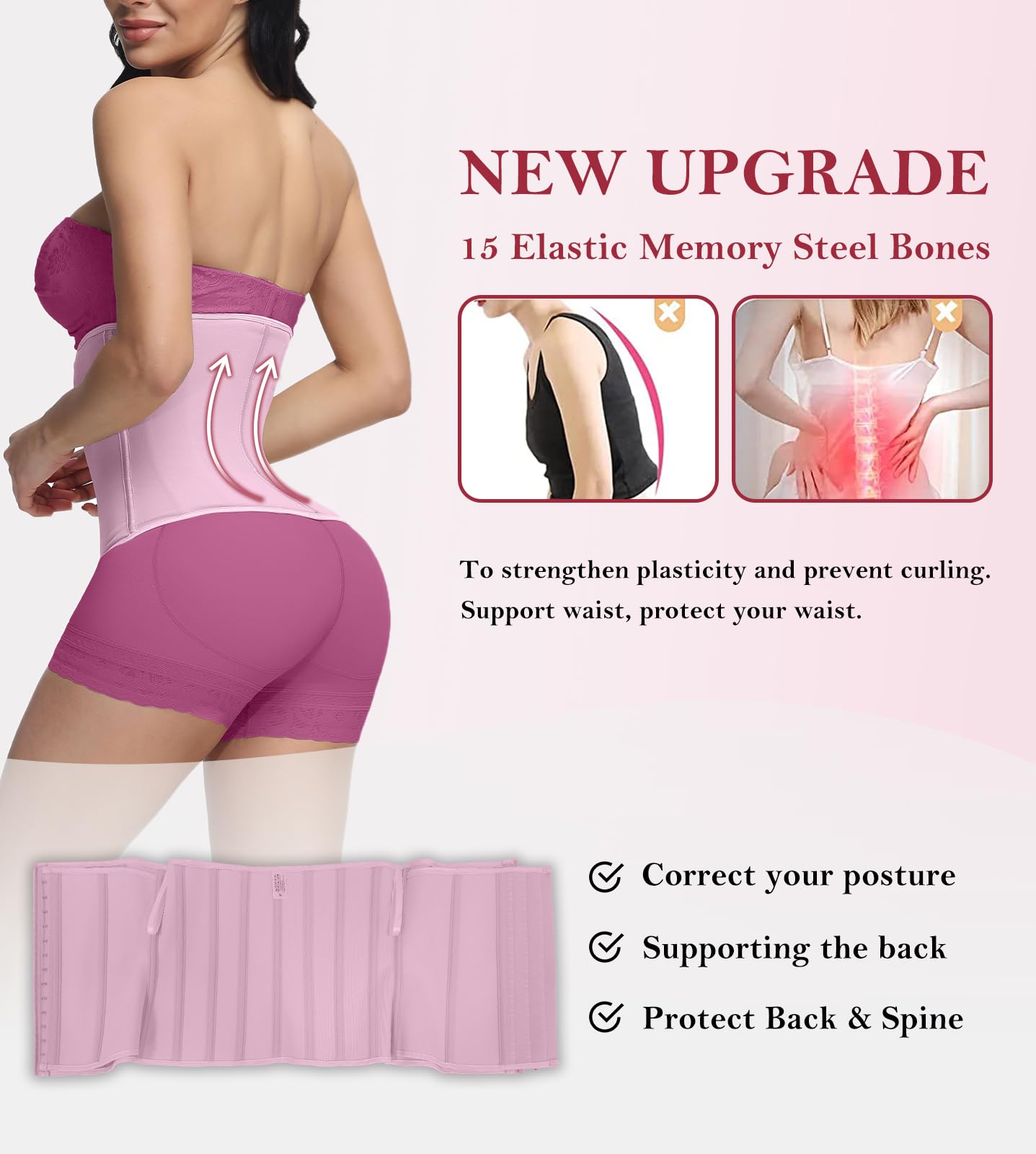 SHAPSHE Waist Trainer for Women, Tummy Control Waist Cincher, Hourglass Sport Workout Faja Body Shaper