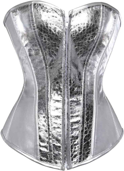 Kranchungel Corsets for Women Plus Size Faux Leather Steampunk Corset Top Zipper Bustier