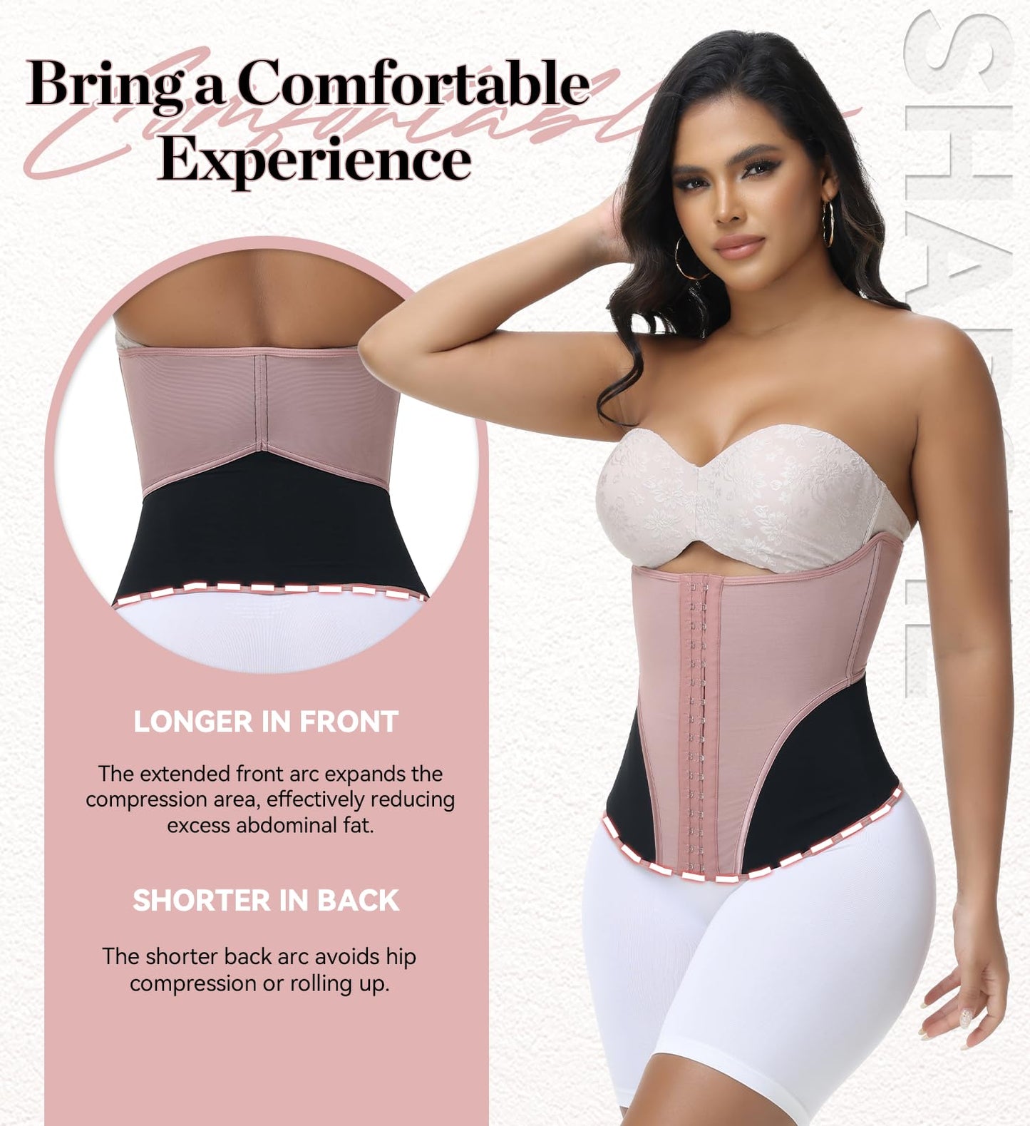 SHAPSHE Waist Trainer Corset for Women Tummy Control Waist Cincher Shapewear Workout Body Shaper Postpartum with Hooks