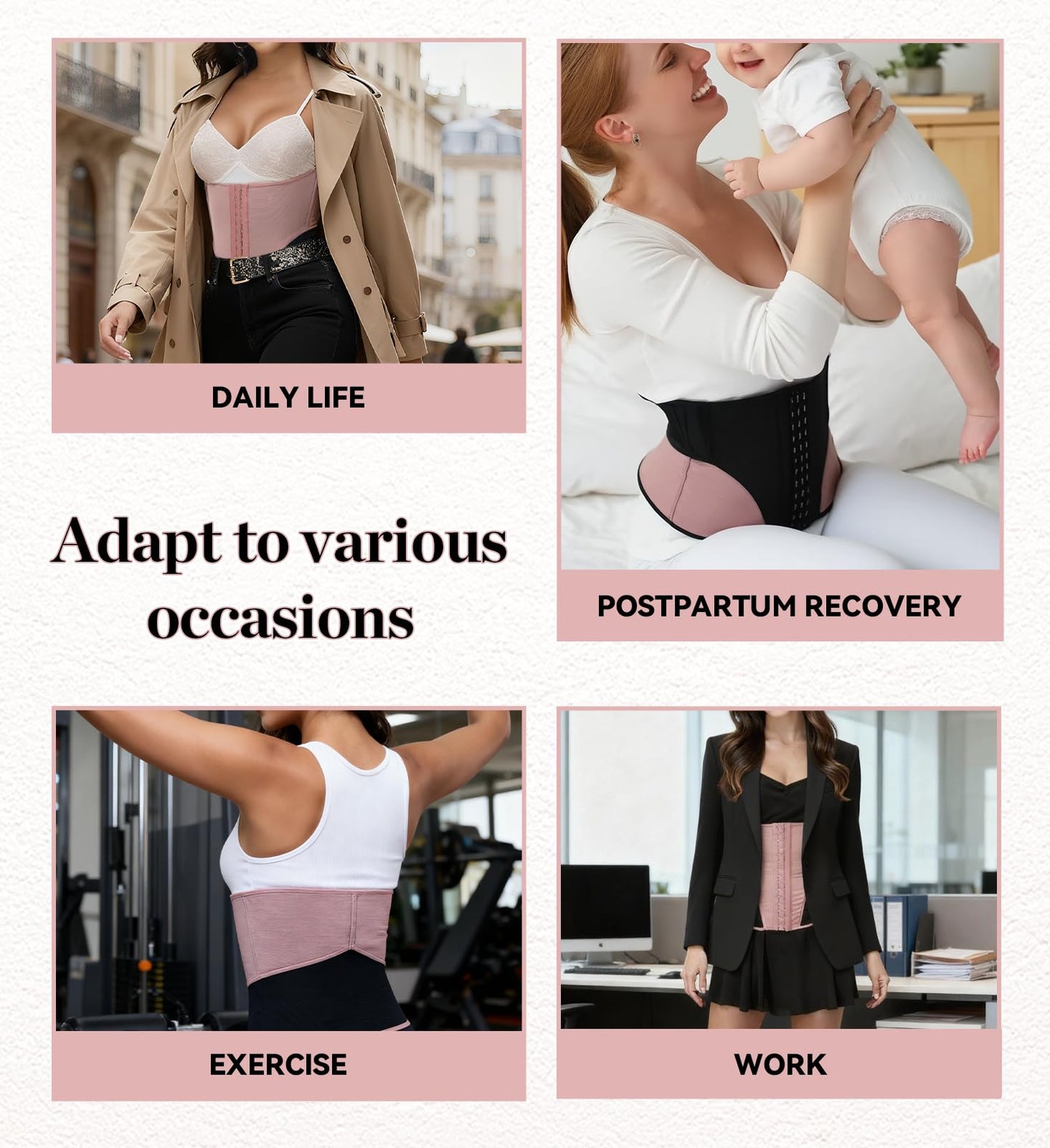 SHAPSHE Waist Trainer Corset for Women Tummy Control Waist Cincher Shapewear Workout Body Shaper Postpartum with Hooks