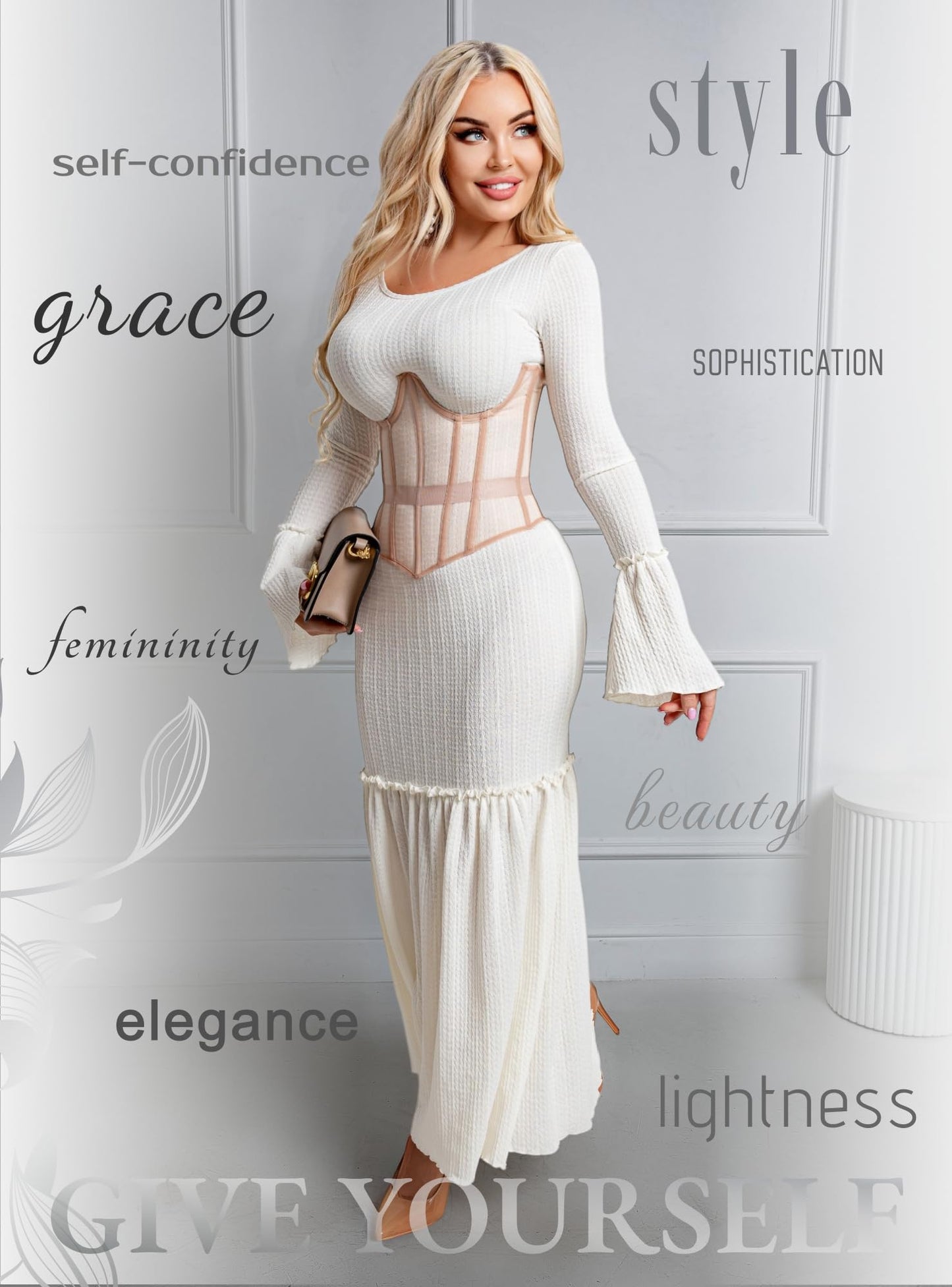 Mesh Corset Waist Trainer for Women - Underbust Corset Lace Up - Waist Cincher Shapewear - Body Shaper