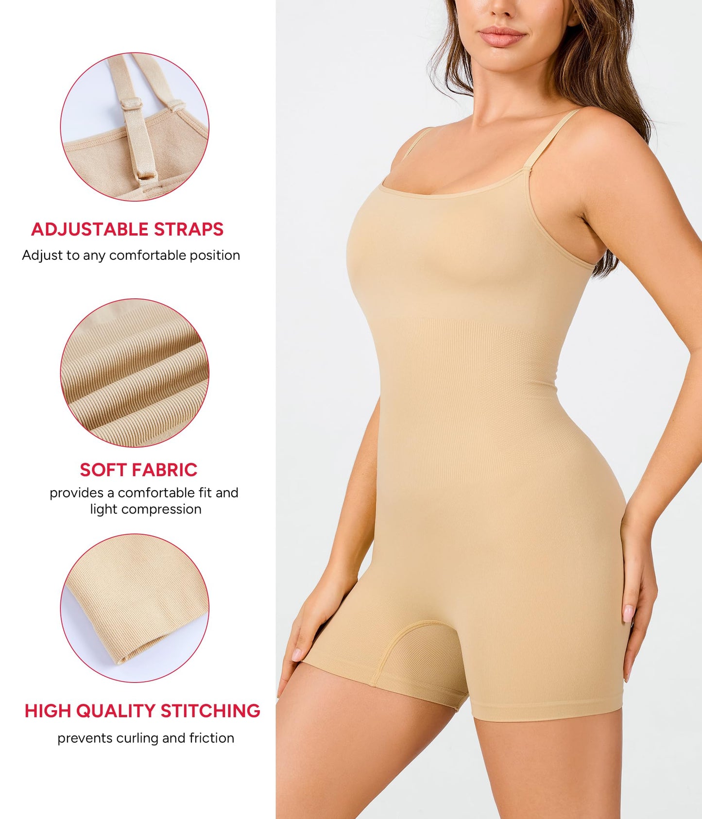 Nebility Shapewear Waist Trainer Bodysuits Women Clothing Tummy Control Seamless Full Body Shaper Square Neck Jumpsuits Top