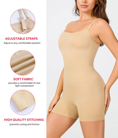 Nebility Shapewear Waist Trainer Bodysuits Women Clothing Tummy Control Seamless Full Body Shaper Square Neck Jumpsuits Top