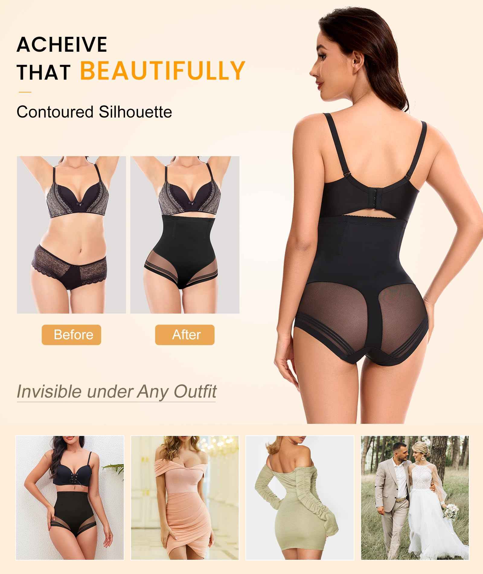 SIMIYA Tummy Control Shapewear for Women High Waist Trainer Shaping Underwear Panties Girdle Stomach Compression Body Shaper