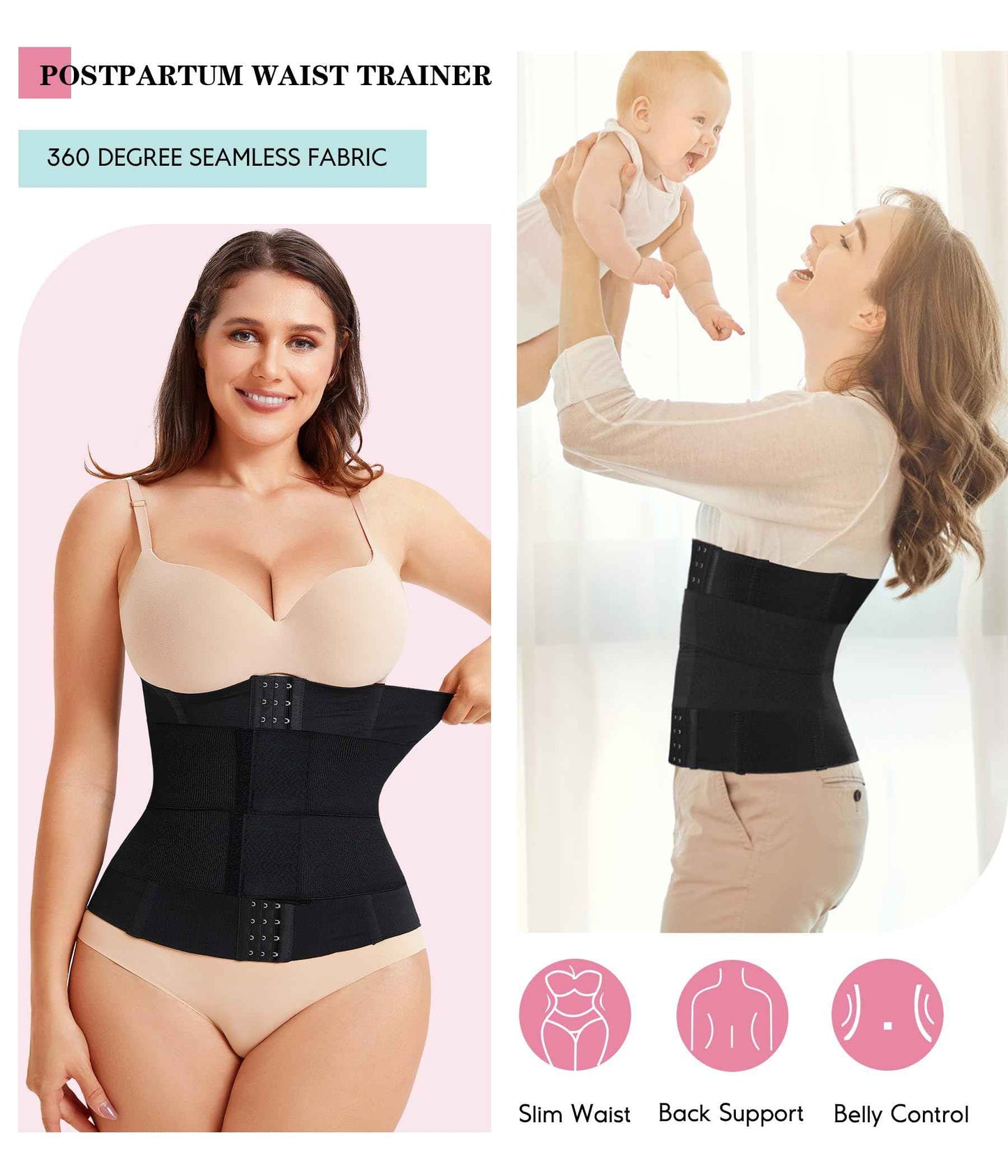 LODAY Waist Trainer Corset Shapewear Tummy Control Body Shaper Waist Cincher for Women Postpartum Belly Band Wrap