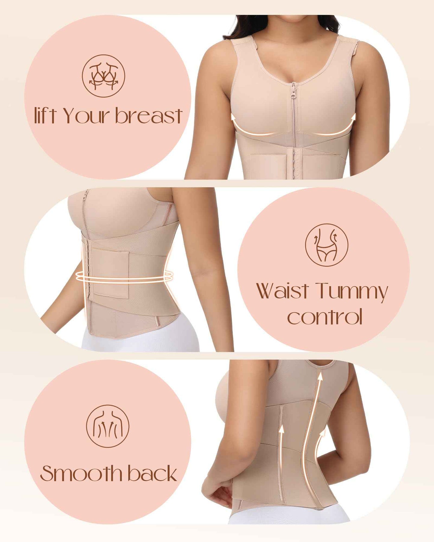 SHAPSHE Waist Trainer for Women Corset Shapewear Tummy Control Postpartum Waist Cincher Body Shaper Bra with Back Support