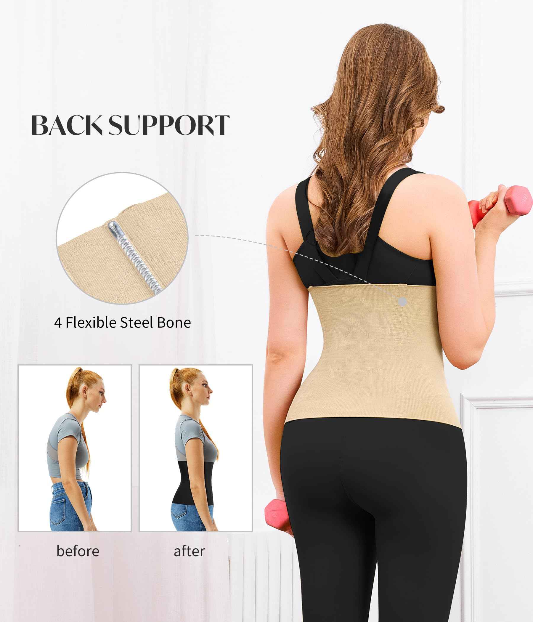 Nebility 2 Pack Waist Trainer for Women Shapewear Tummy Control Faja Body Shaper Waist Cincher Girdles Corset Shapewear