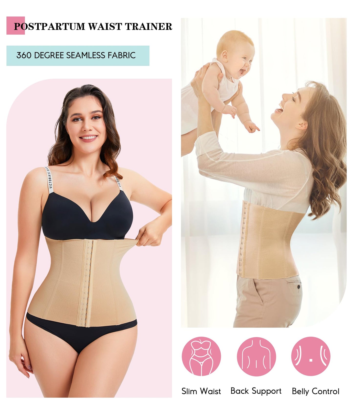 LODAY Waist Trainer Corset Shapewear Tummy Control Body Shaper Waist Cincher for Women Postpartum Belly Band Wrap