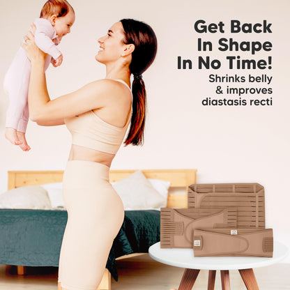 3 in 1 Postpartum Belly Support Recovery Wrap – Postpartum Belly Band, After Birth Brace, Slimming Girdles, Body Shaper Waist Shapewear, Post Surgery Pregnancy Belly Support Band (Midnight Black, M/L)