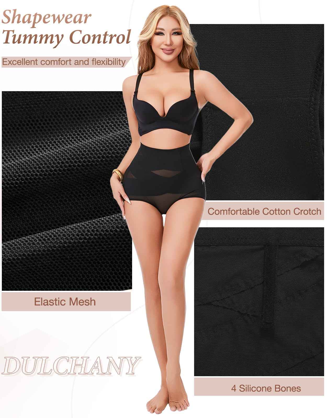 Dulchany Tummy Control Shapewear Panties for Women Body Shaper Seamless Underwear Panty Girdle