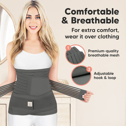 3 in 1 Postpartum Belly Support Recovery Wrap – Postpartum Belly Band, After Birth Brace, Slimming Girdles, Body Shaper Waist Shapewear, Post Surgery Pregnancy Belly Support Band (Midnight Black, M/L)