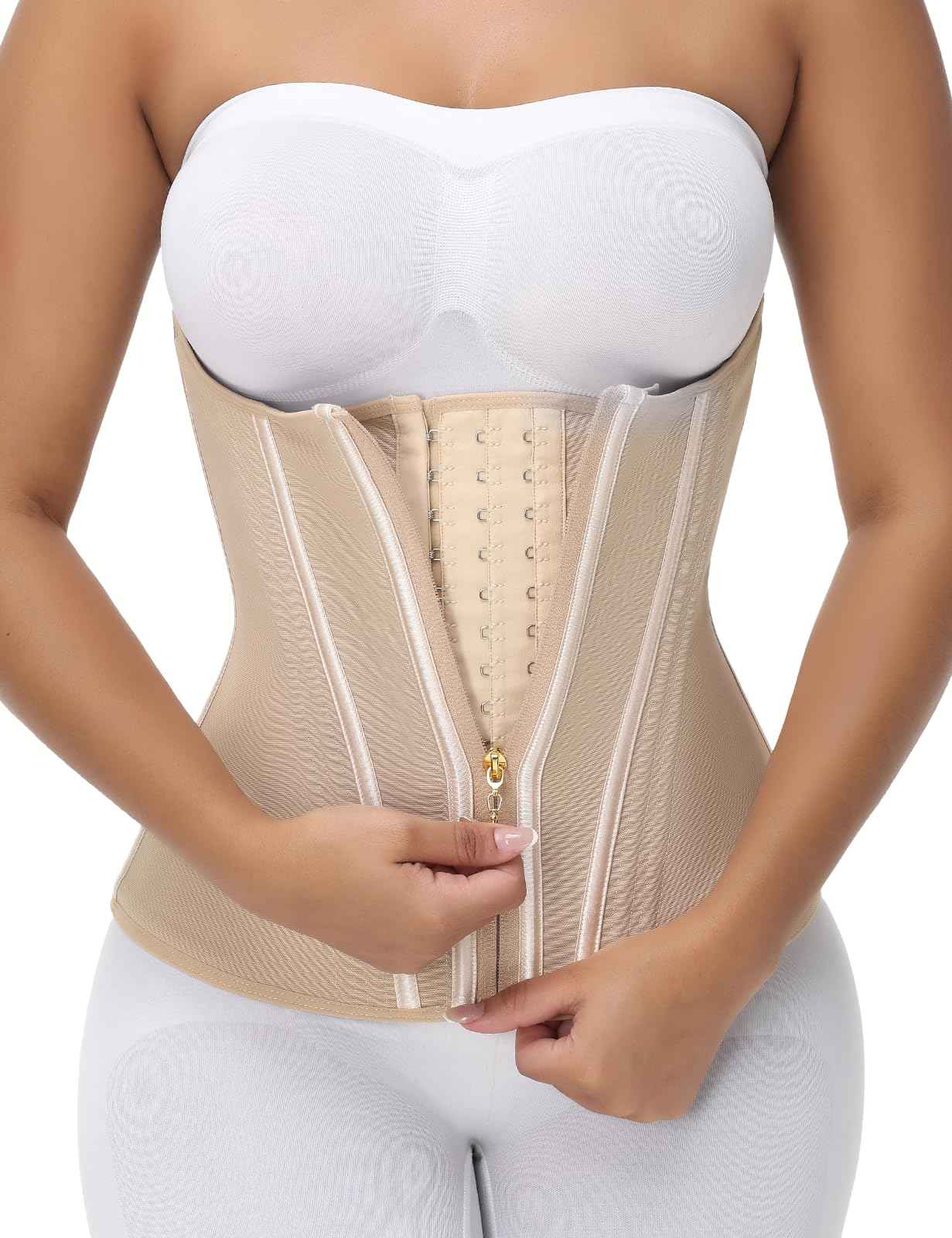 SHAPSHE Waist Trainer for Women Tummy Control Workout Waist Cincher Corset Shapewear Postpartum Body Shaper with Zipper Hook