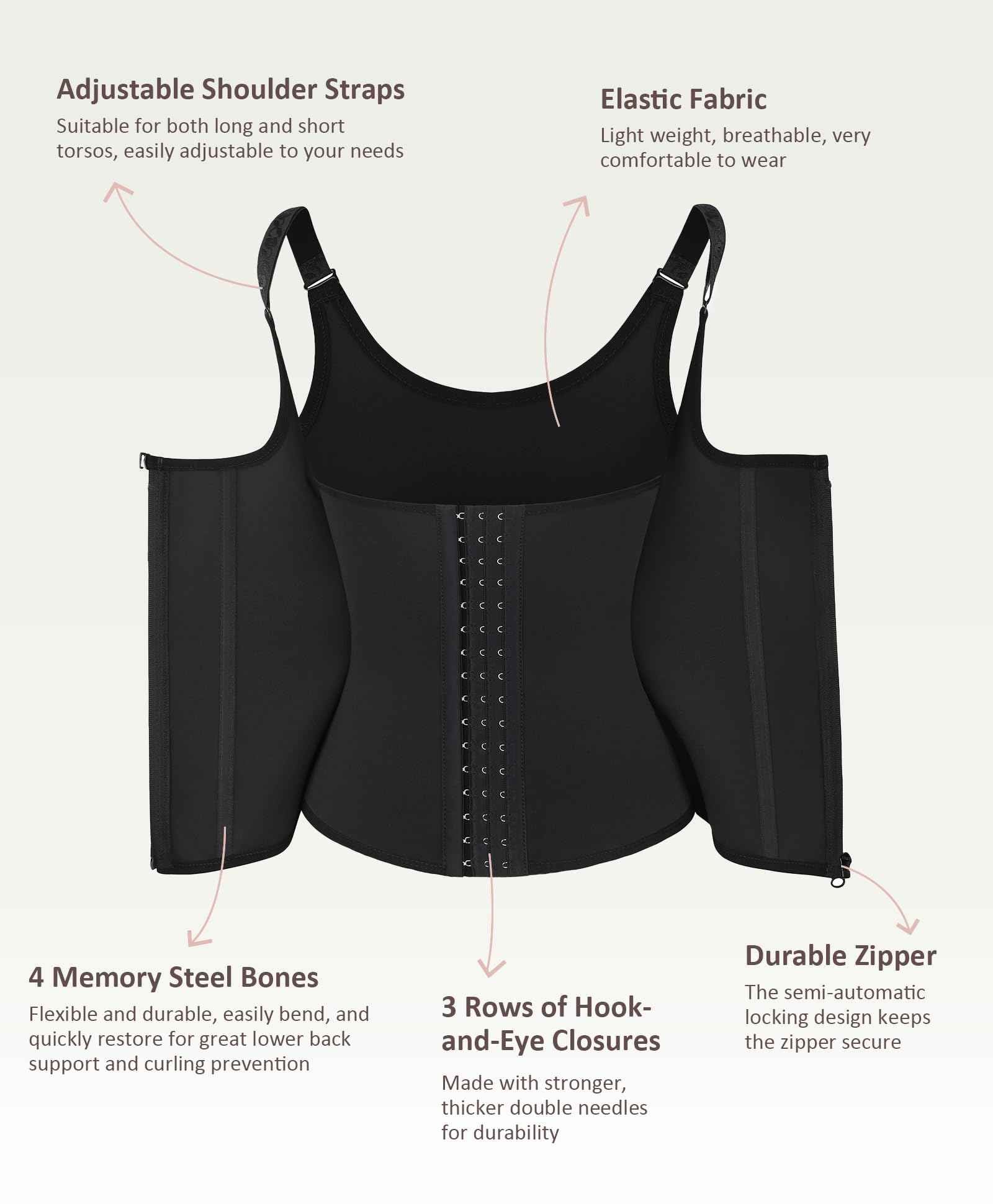 FeelinGirl Waist Trainer Vest for Women Tummy Control Corset Shapewear with Steel Bones Cincher Tank Top Girdle