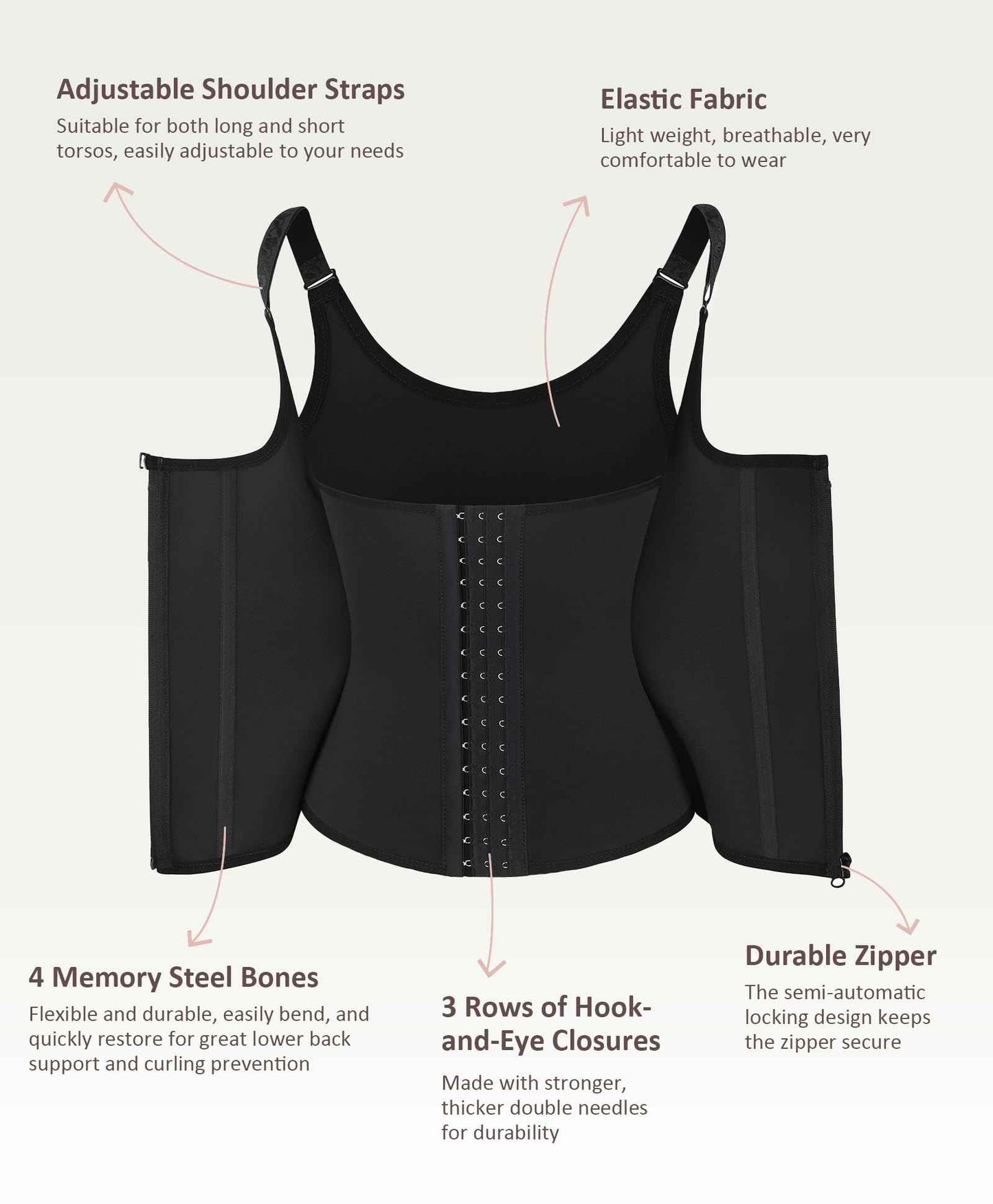 FeelinGirl Waist Trainer Vest for Women Tummy Control Corset Shapewear with Steel Bones Cincher Tank Top Girdle