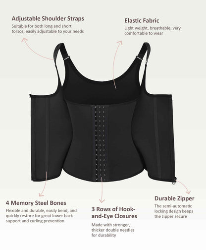 FeelinGirl Waist Trainer Vest for Women Tummy Control Corset Shapewear with Steel Bones Cincher Tank Top Girdle