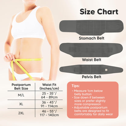 3 in 1 Postpartum Belly Support Recovery Wrap – Postpartum Belly Band, After Birth Brace, Slimming Girdles, Body Shaper Waist Shapewear, Post Surgery Pregnancy Belly Support Band (Midnight Black, M/L)
