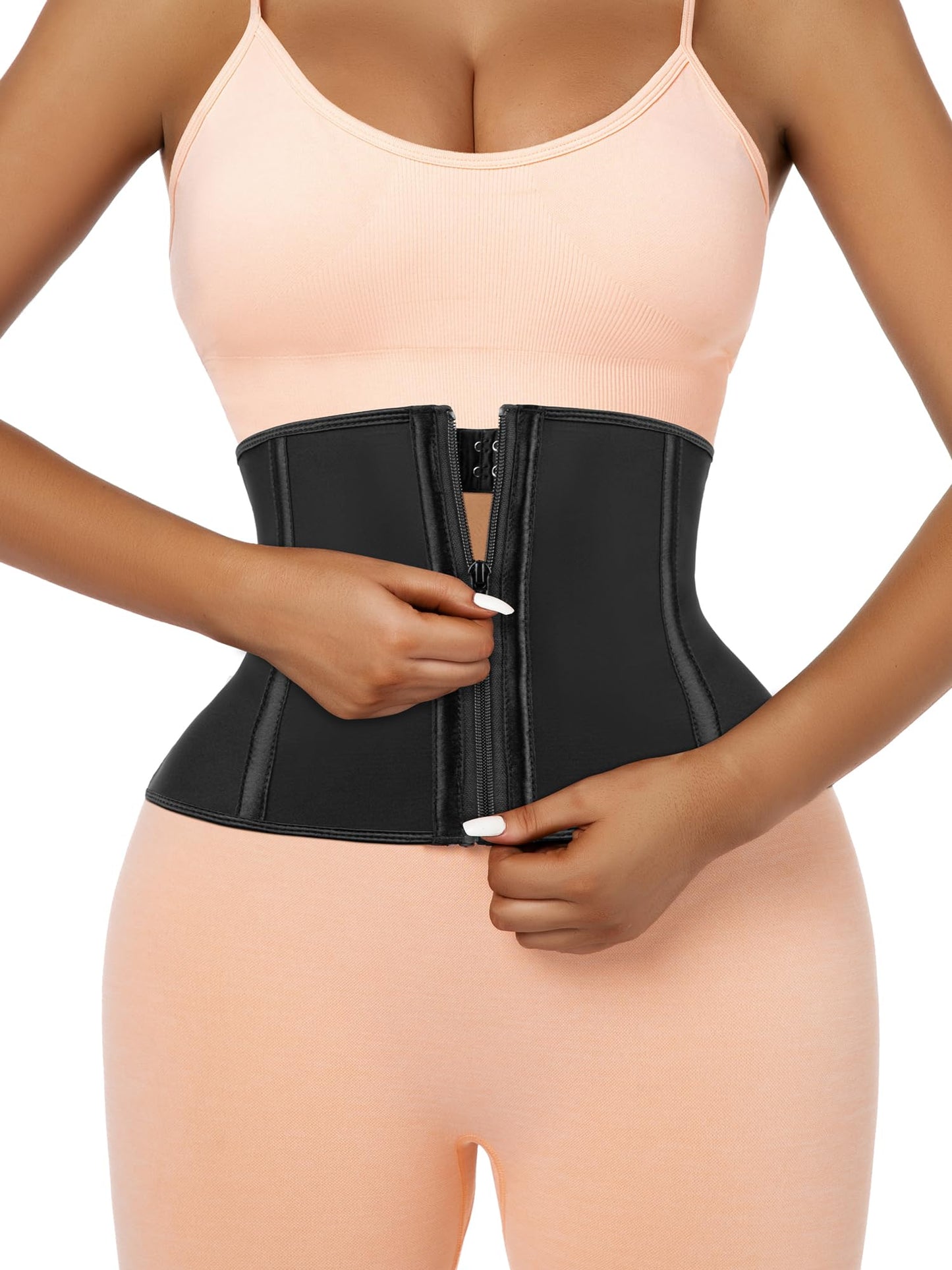 Atbuty Short Torso Waist Trainers Cincher Corset Underbust Body Shaper Latex Sport Girdle