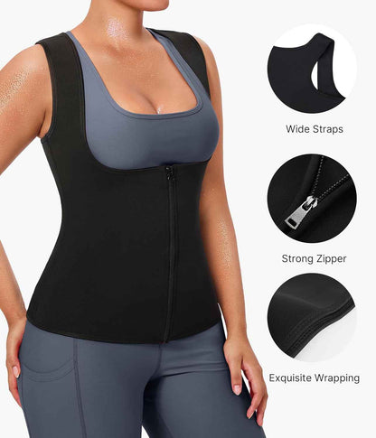 GAODI Women Waist Trainer Vest Slim Corset Workout Sweat Tank Top Zipper Compression Shirt Sauna Suit Body Shaper