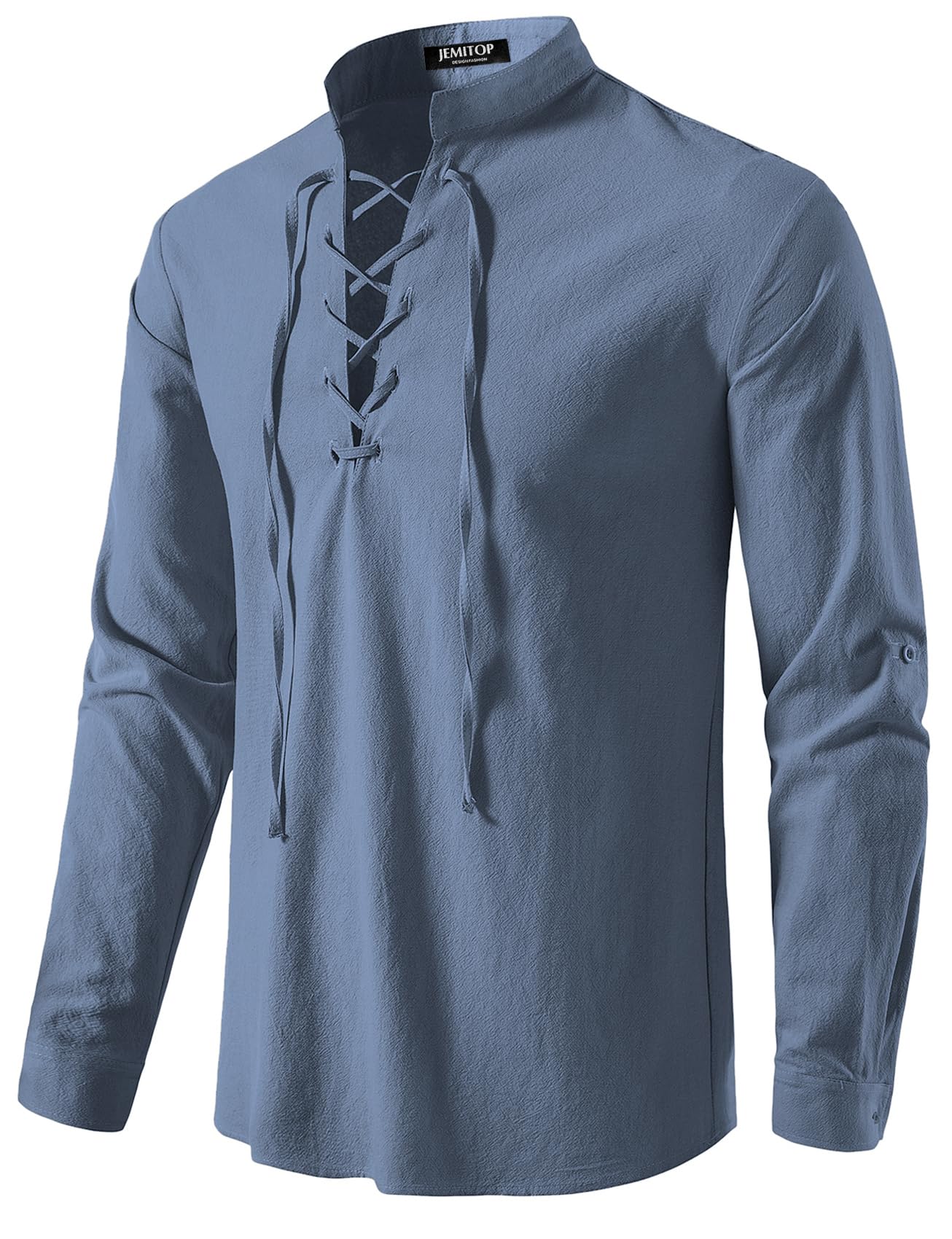 Men's Pure Cotton Retro Lace Up Shirts for Renaissance Pirate Viking Medieval