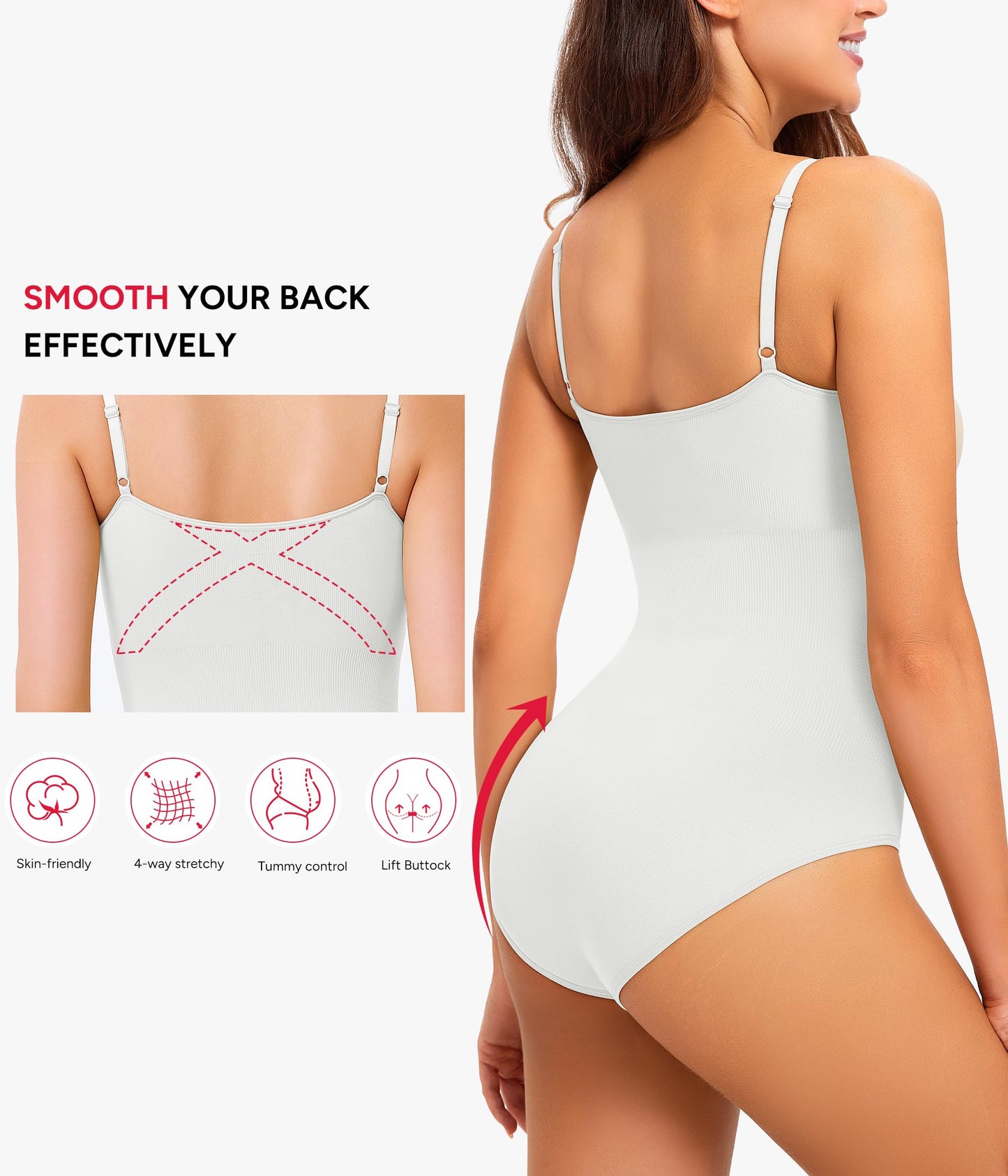 Nebility Shapewear Waist Trainer Bodysuits Women Clothing Tummy Control Seamless Full Body Shaper Square Neck Jumpsuits Top