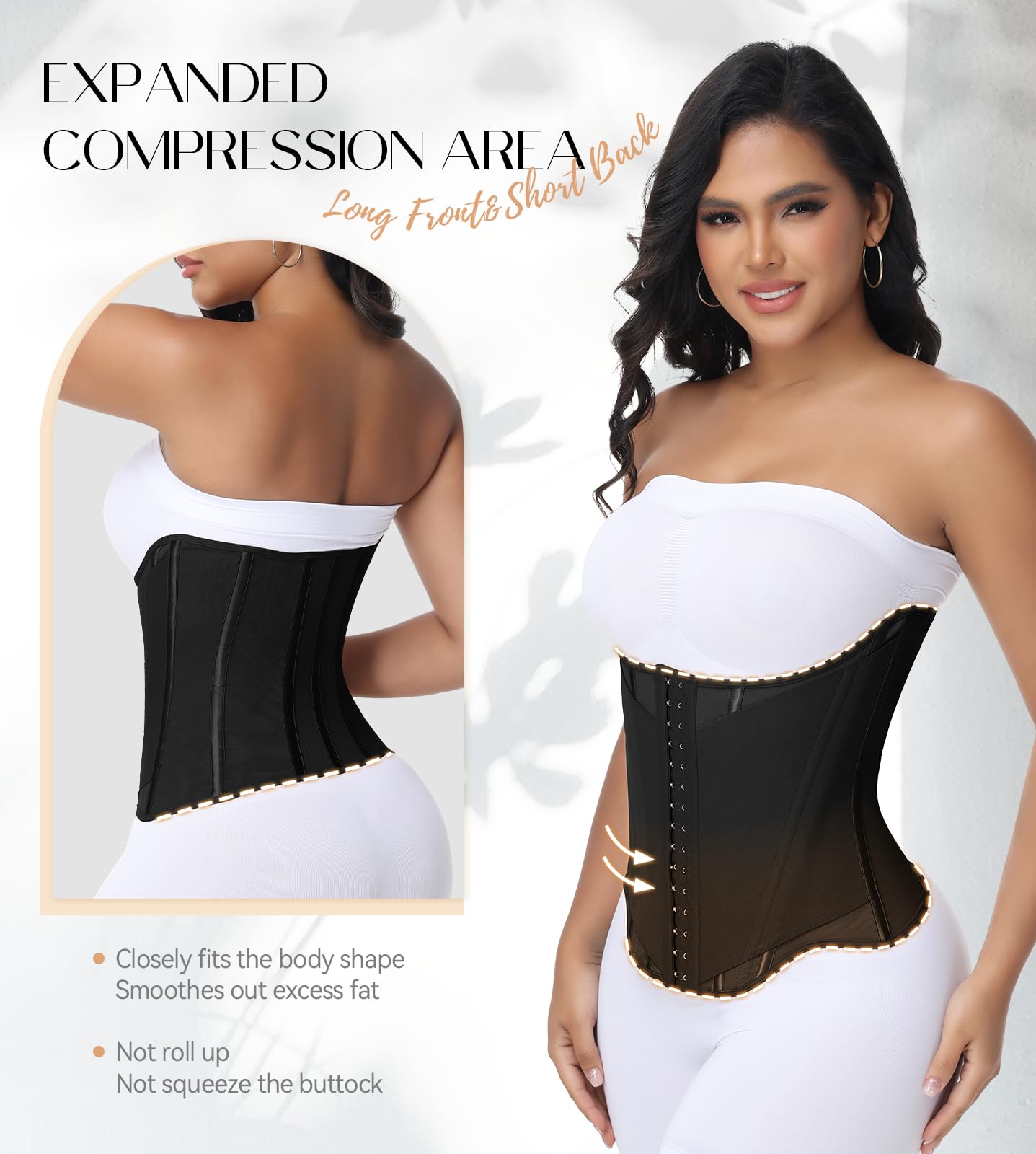 SHAPSHE Waist Trainer For Women Tummy Control Corset Waist Cincher Shapewear Workout Faja Body Shaper With Hooks