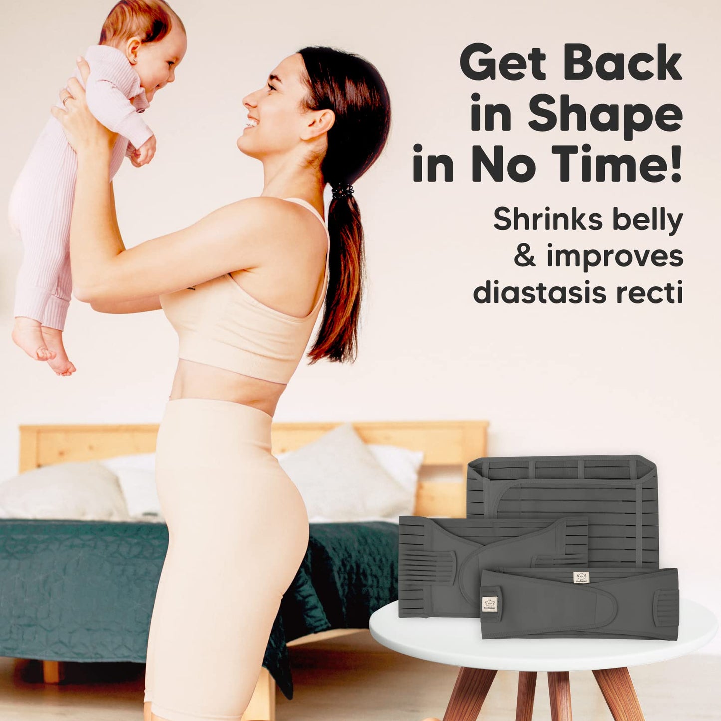 3 in 1 Postpartum Belly Support Recovery Wrap – Postpartum Belly Band, After Birth Brace, Slimming Girdles, Body Shaper Waist Shapewear, Post Surgery Pregnancy Belly Support Band (Midnight Black, M/L)