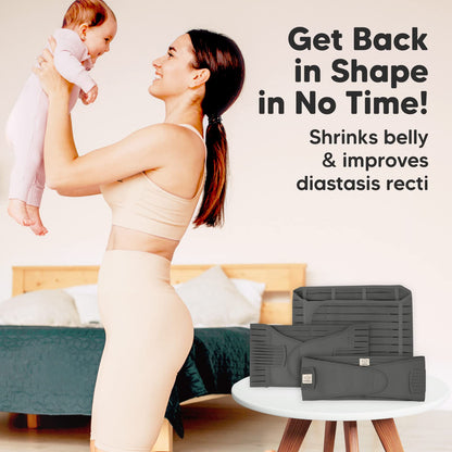 3 in 1 Postpartum Belly Support Recovery Wrap – Postpartum Belly Band, After Birth Brace, Slimming Girdles, Body Shaper Waist Shapewear, Post Surgery Pregnancy Belly Support Band (Midnight Black, M/L)