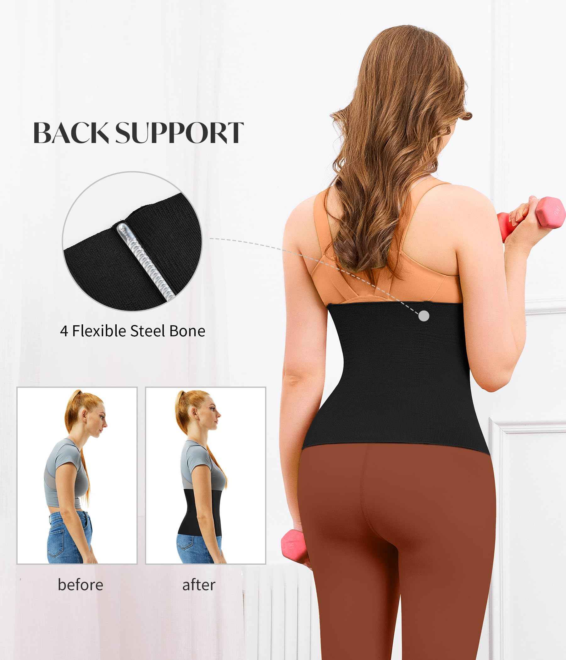 Nebility 2 Pack Waist Trainer for Women Shapewear Tummy Control Faja Body Shaper Waist Cincher Girdles Corset Shapewear