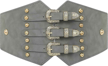 Renaissance Corset Belt for Women Wide Leather Waist Belt for Dresses and Costumes