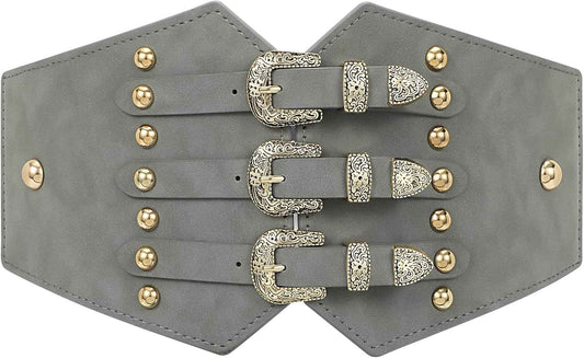 Renaissance Corset Belt for Women Wide Leather Waist Belt for Dresses and Costumes