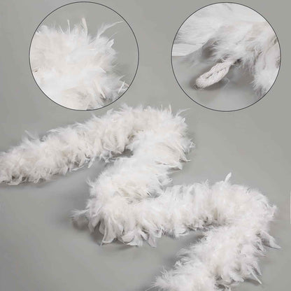 45g White Feather Boa - 2 Yards Turkey Boa Feathers for Party Bulk,Christmas,Wedding Centerpieces,Costume,Concert,Pet and Home Decoration(45g-White)