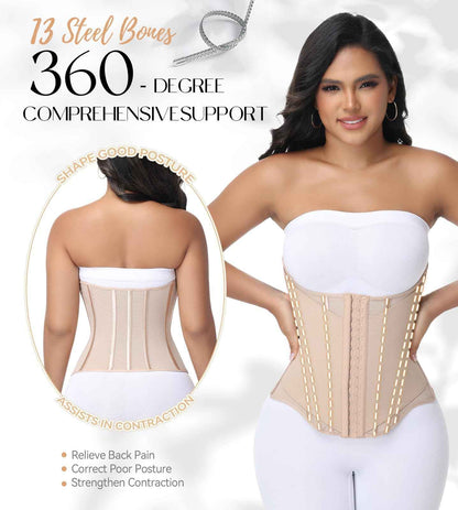 SHAPSHE Waist Trainer For Women Tummy Control Corset Waist Cincher Shapewear Workout Faja Body Shaper With Hooks