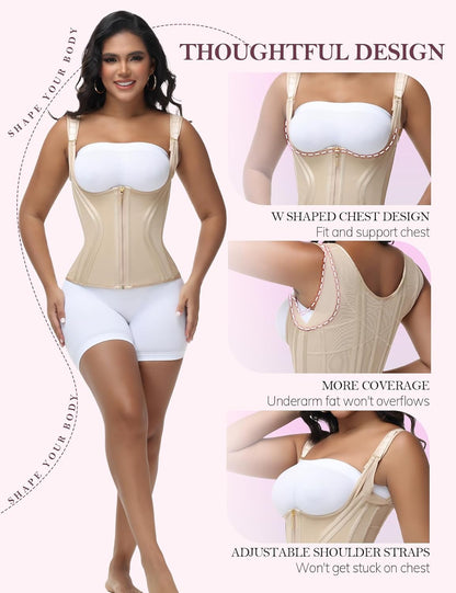 SHAPSHE Waist Trainer for Women Tummy Control Corset Sport Workout Body Shaper Compression Vest for Postpartum Gym with strap