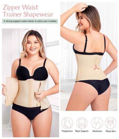 MERYOSZ Waist Trainer Corset Zipper Tummy Control Shapewear Breathable Waist Cincher for Women Body Shaper Sport Girdle