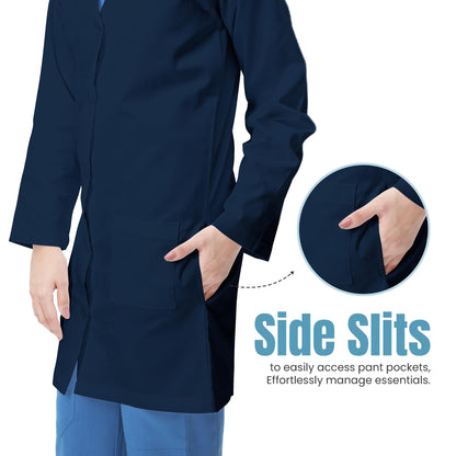 NY Threads Professional Lab Coat for Women, Long Sleeve Medical Coat
