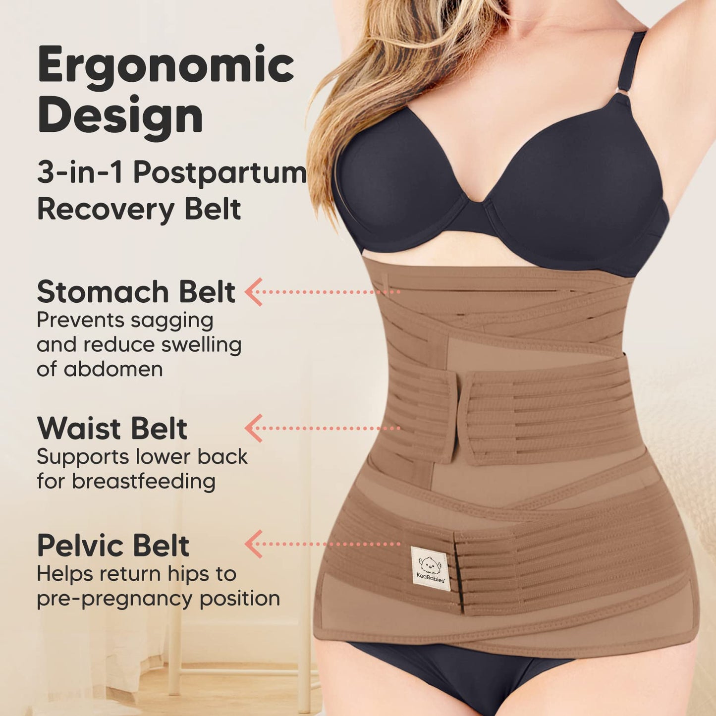 3 in 1 Postpartum Belly Support Recovery Wrap – Postpartum Belly Band, After Birth Brace, Slimming Girdles, Body Shaper Waist Shapewear, Post Surgery Pregnancy Belly Support Band (Midnight Black, M/L)