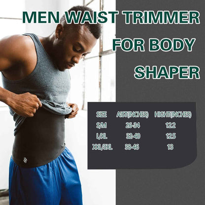 Waist Trainer Trimmer Sweat Belt Band for Men Lower Belly Fat Sauna Slimming Belt Suit Workout