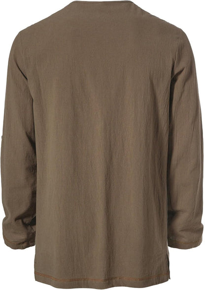 Men's Pure Cotton Vintage Lace Up Shirts for Pirate Renaissance Viking Medieval Costume Without Belt