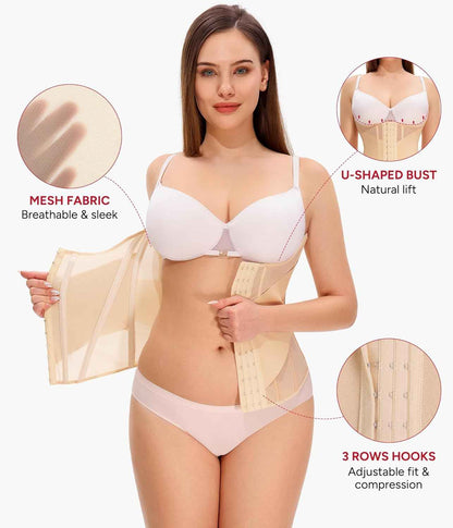 Nebility Waist Trainer for Women Corset Shapewear - Mesh Faja Body Shaper Waist Cincher Tummy Control Girdle Daily Wear